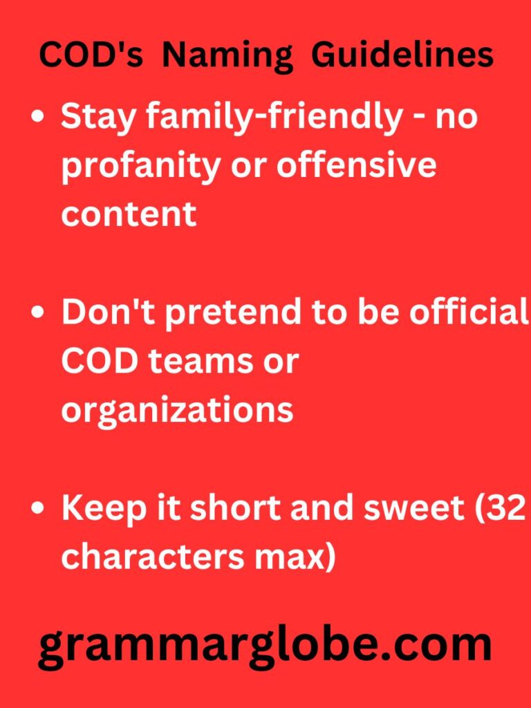 COD's  Naming  Guidelines