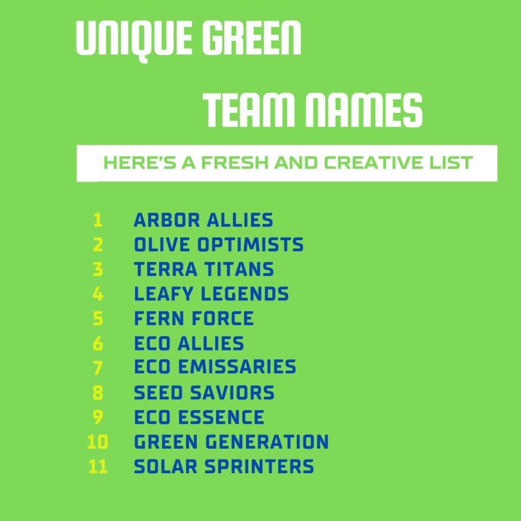 Unique Green Team Names